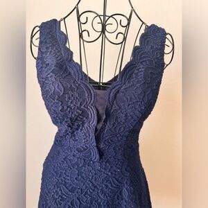Formal blue sparkly dress with lace